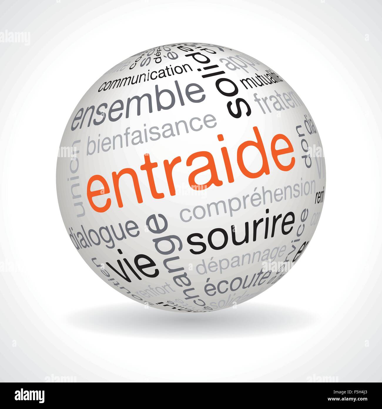 Il francese di reciproco aiuto tema sfera con parole chiave vettore completo Illustrazione Vettoriale