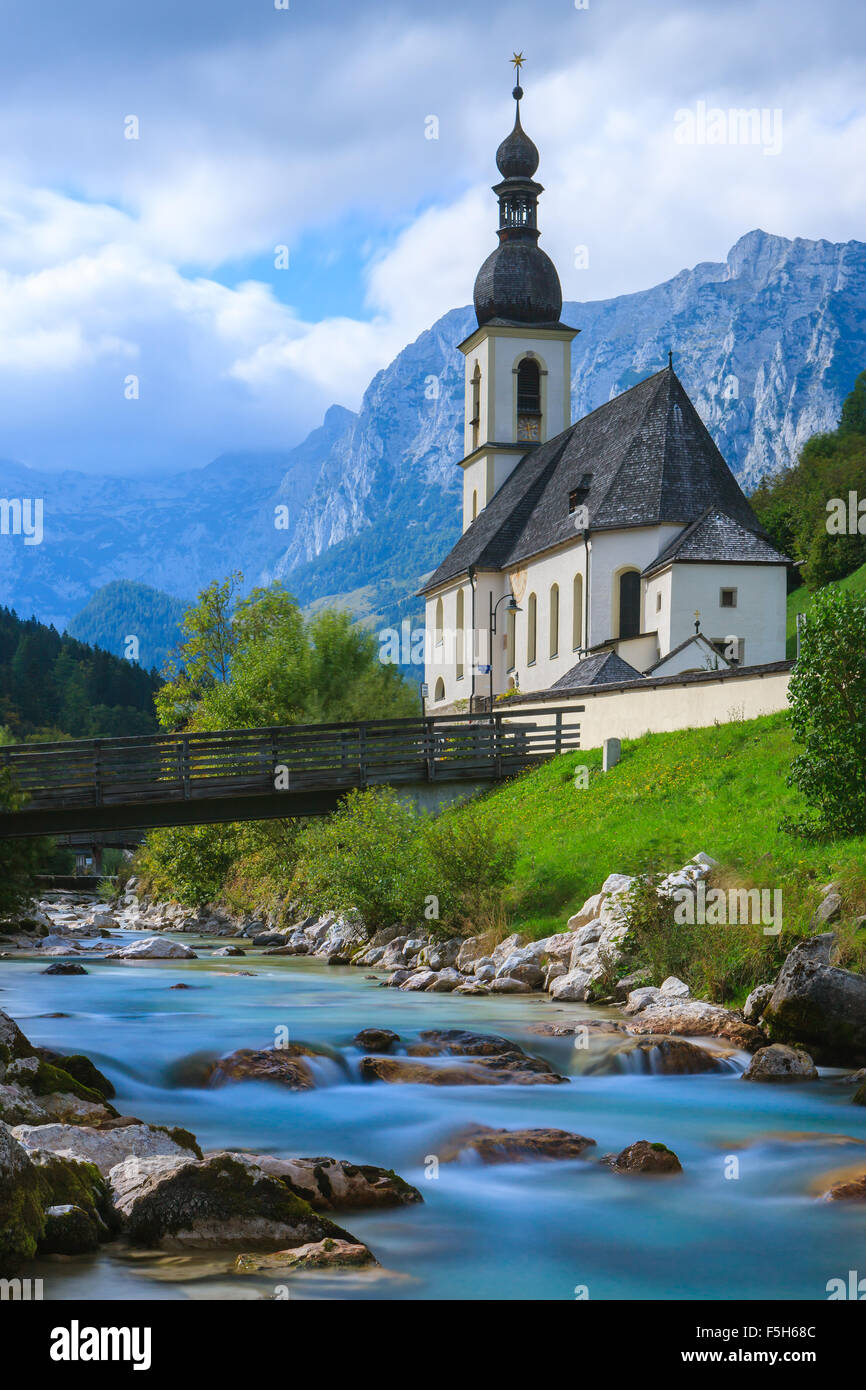 La Chiesa di San Sebastiano in Ramsau vicino a Berchtesgaden, Baviera, Germania. Foto Stock