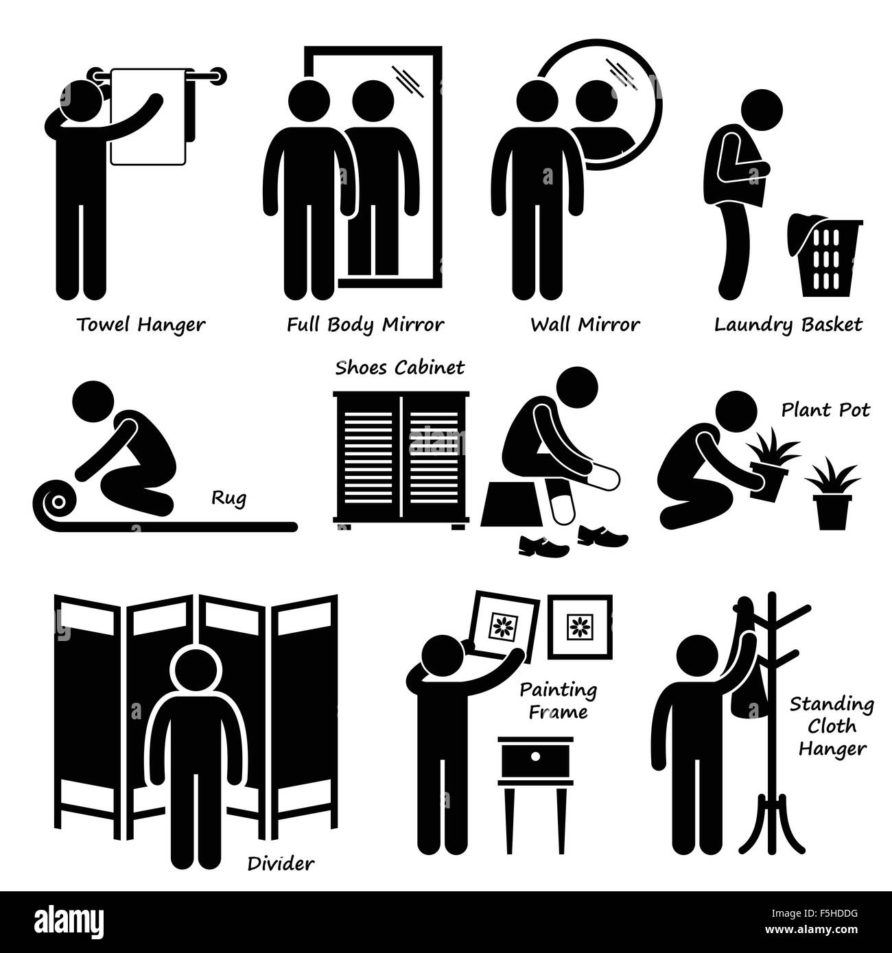 Home Casa accessori e decorazioni Stick Figura Icona pittogramma Cliparts Illustrazione Vettoriale