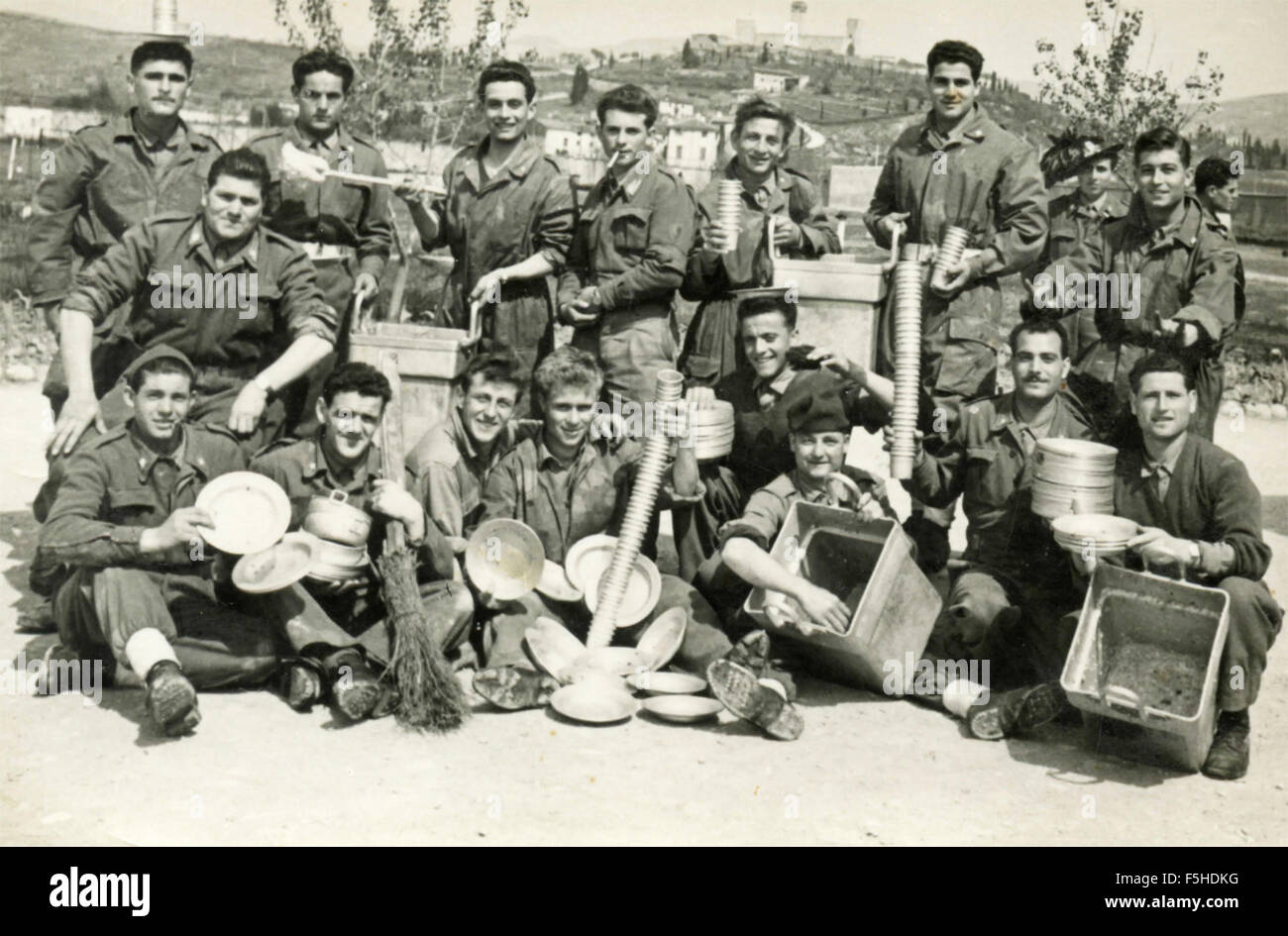 Gruppo di militari al disordine, Italia Foto Stock