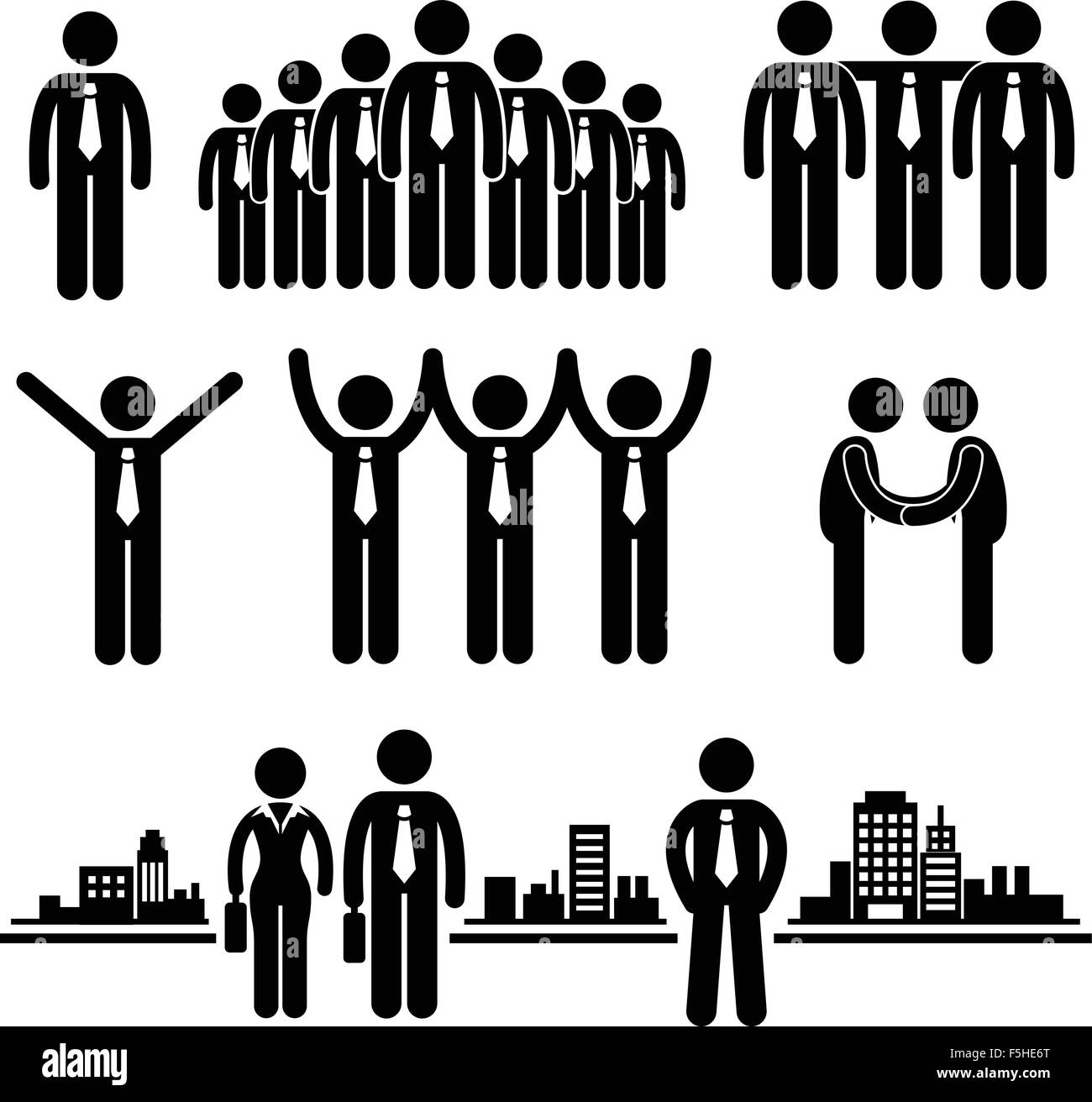 Imprenditore Business Group lavoratore Stick Figura Icona pittogramma Illustrazione Vettoriale