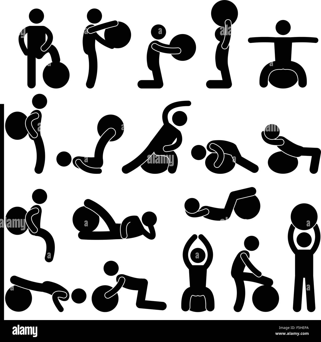 L'uomo Palestra Fitness Training a sfera esercizio allenamento Illustrazione Vettoriale