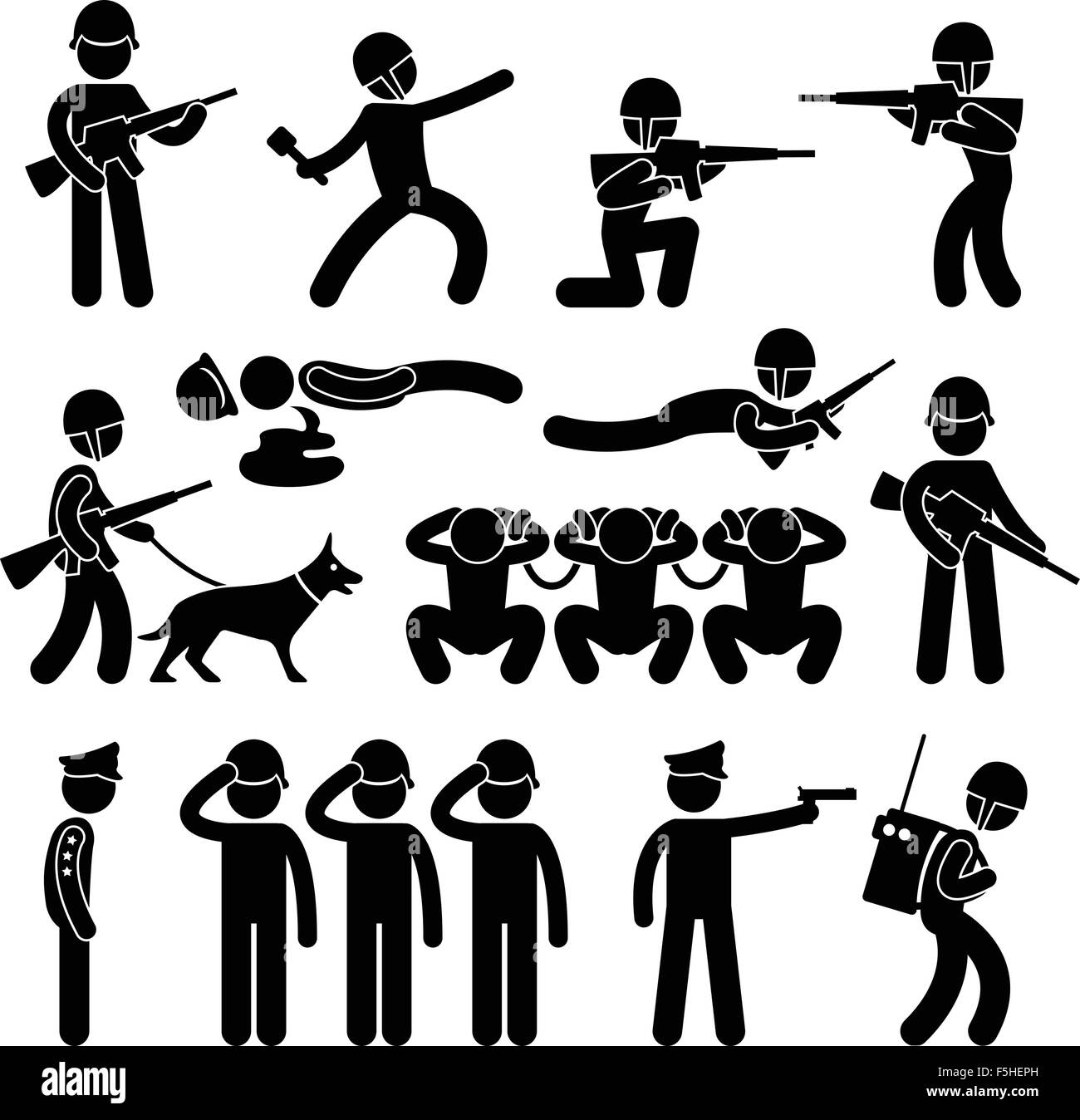 Militare Patrol cane prigioniero di guerra generale Simbolo icona Segno pittogramma Illustrazione Vettoriale