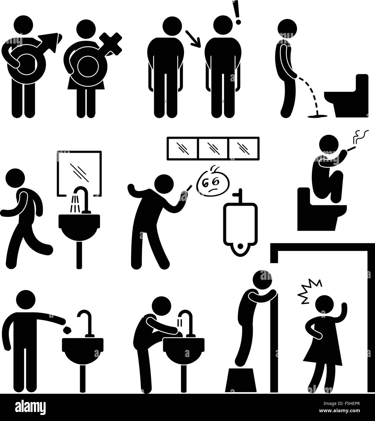 Stickers Per Servizi Igienici Adesivo PVC Per WC - Segnale Bagno Con  Freccia, 120x120mm Argento/Nero Pittogramma Wc Freccia, image size:1241x1390