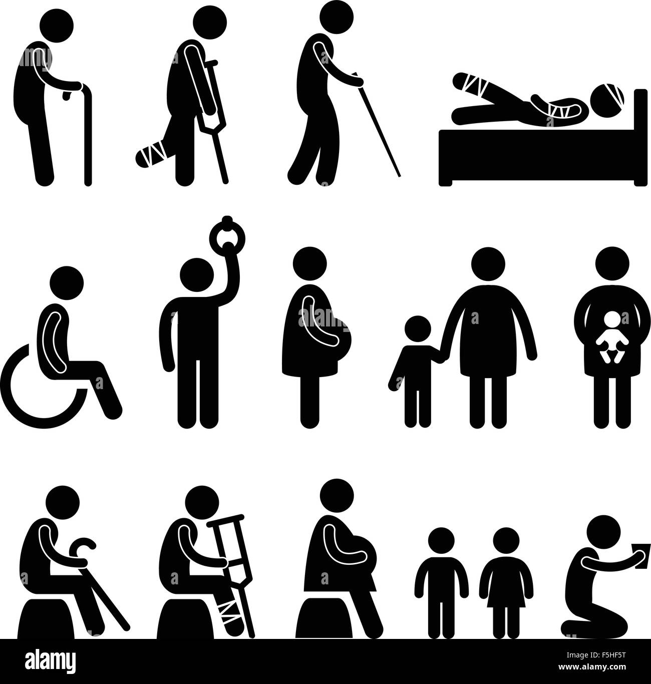 Le persone in stato di bisogno di vecchie priorità disattiva in stato di gravidanza Illustrazione Vettoriale