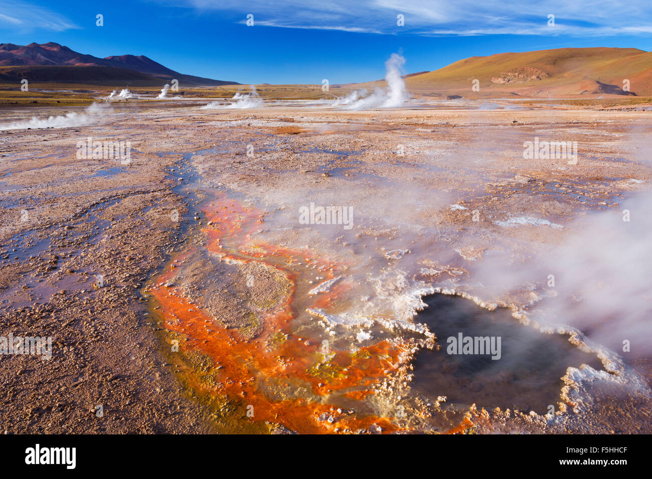 Il El Tatio geyser, in alto nel deserto di Atacama, Cile settentrionale. Foto Stock
