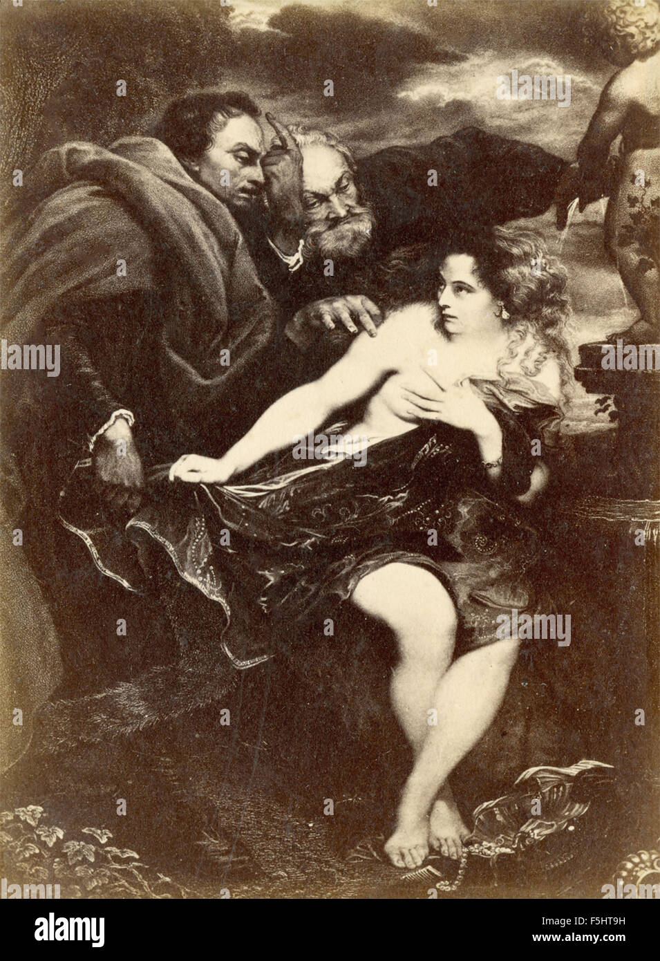 Susanna e i vecchioni, incisione del Van Dyck Foto Stock