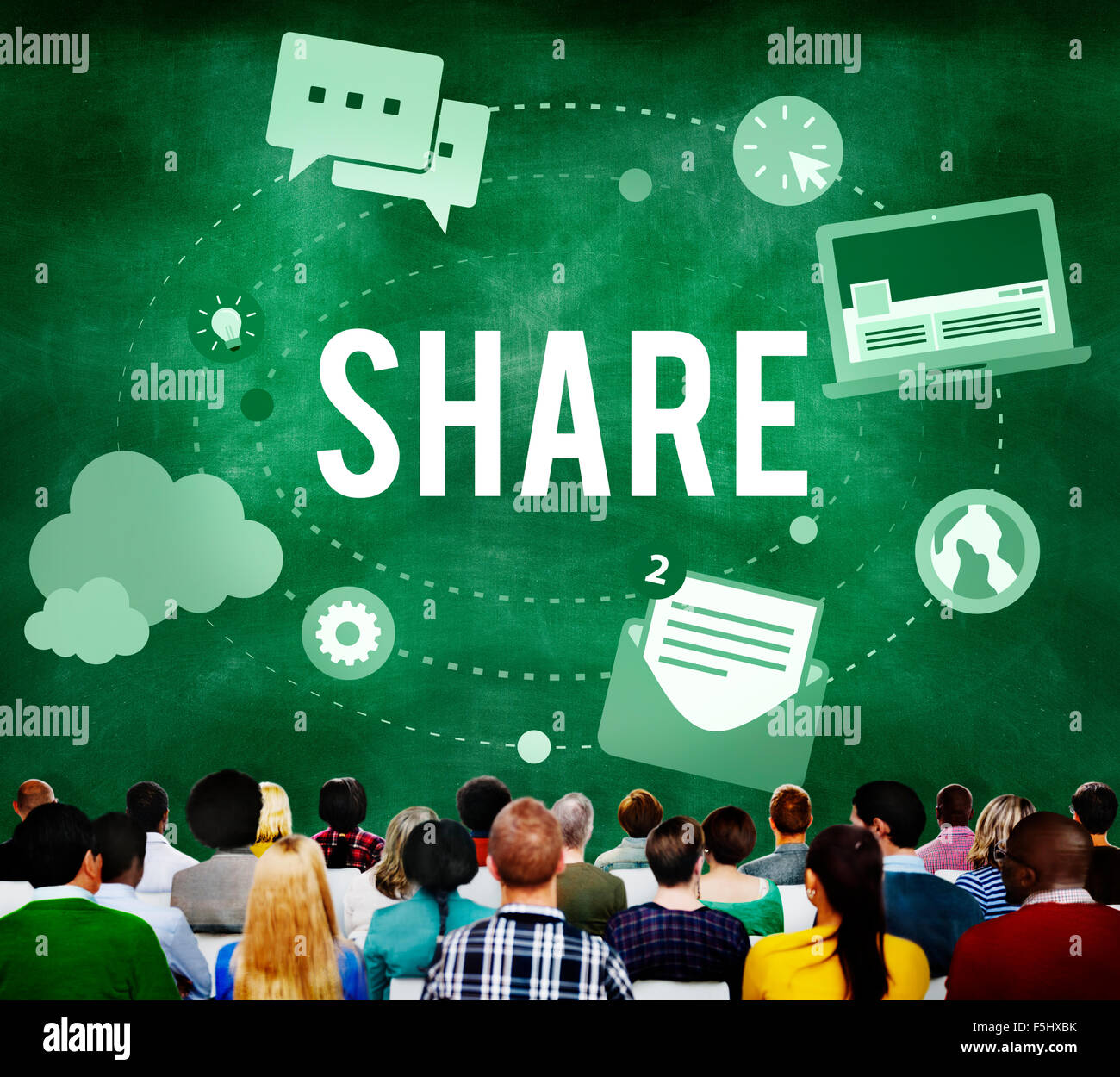 Condividi Post Trend Media Social Media Concept Foto Stock