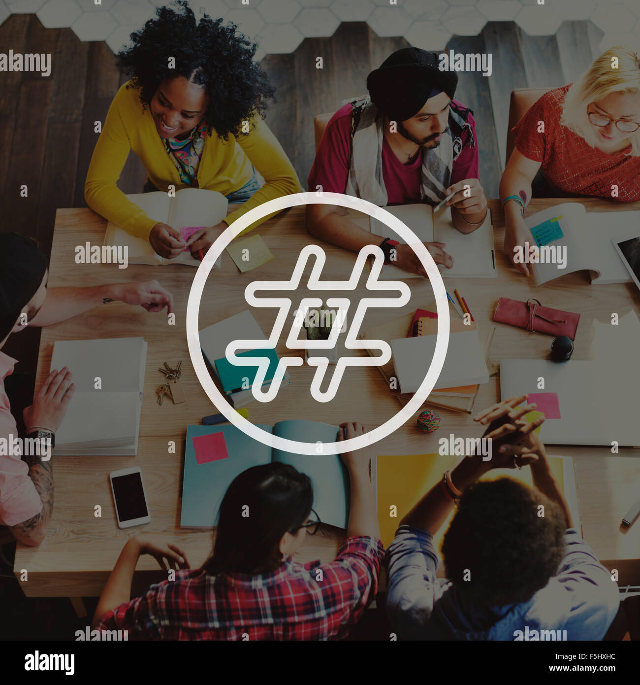 Icona hashtag Social Media Blog Post-NOZIONE Foto Stock