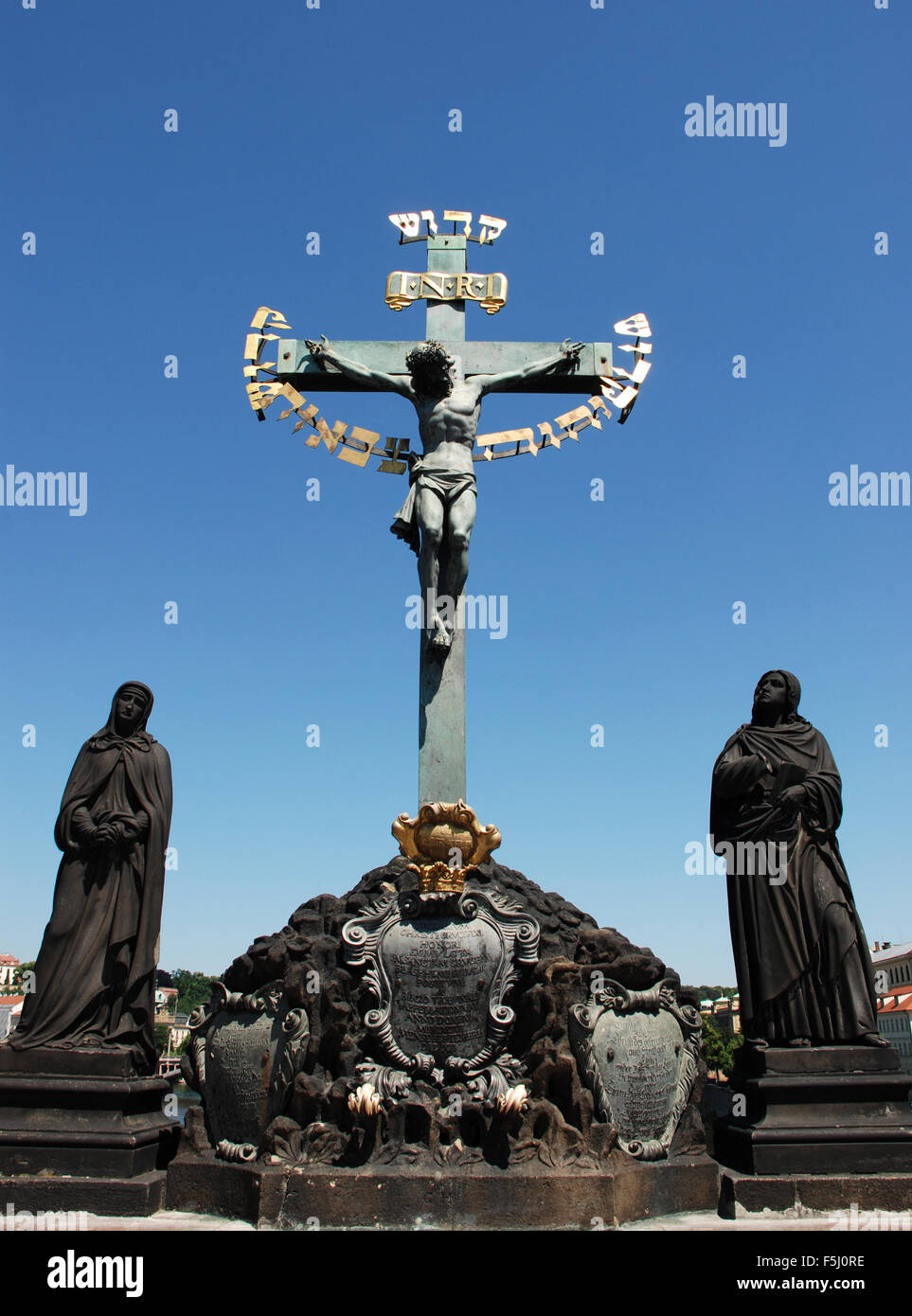 Statua sul Ponte Carlo a Praga Repubblica Ceca Foto Stock