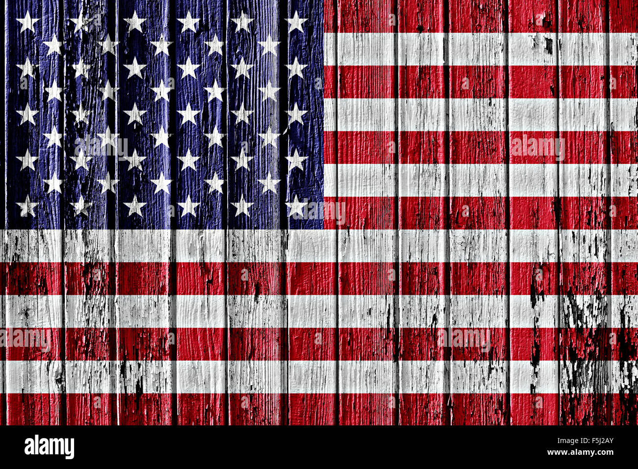 Bandiera degli Stati Uniti d'America dipinta sul telaio in legno Foto Stock