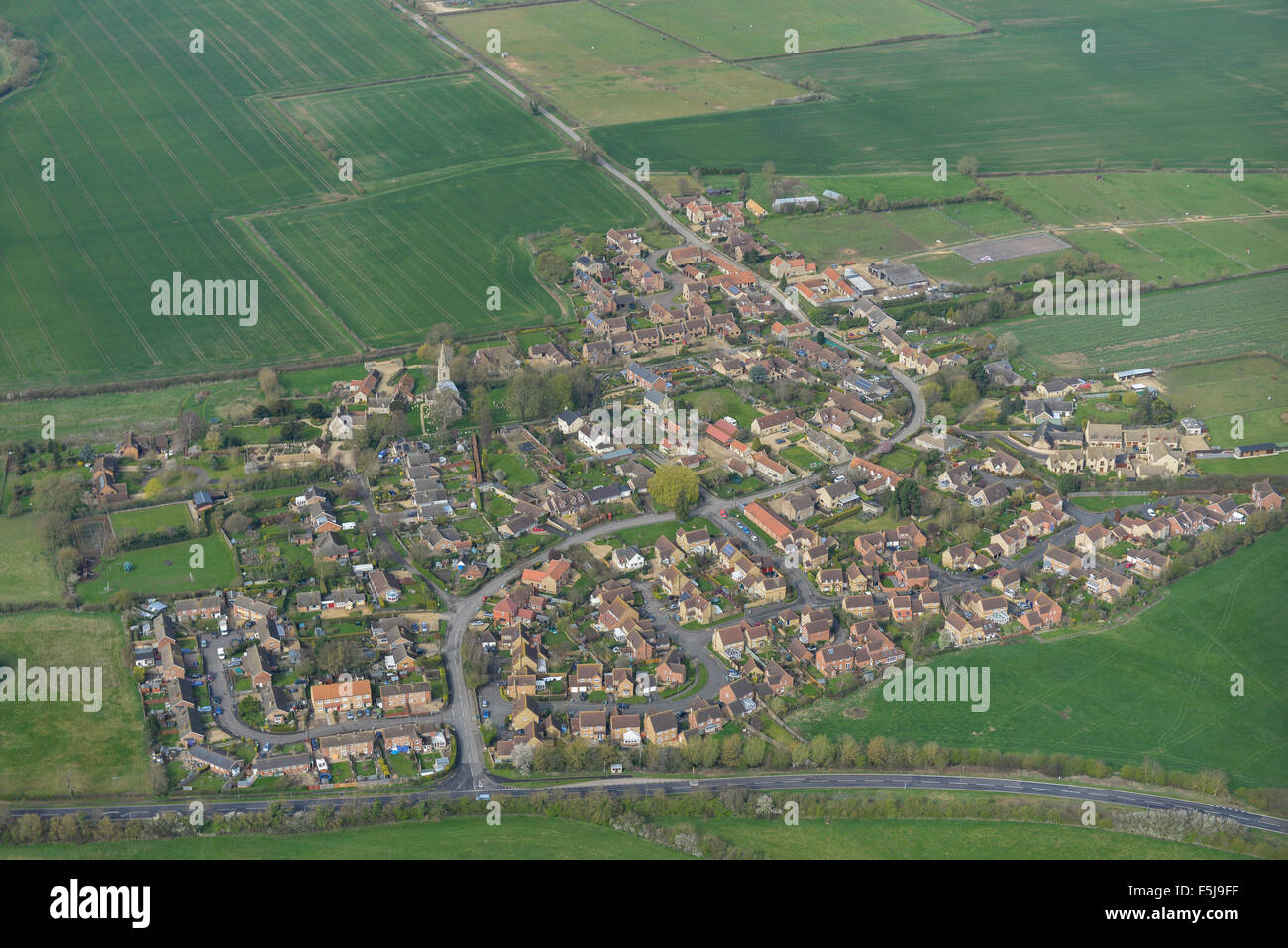 Una veduta aerea del Sud Lincolnshire village di Carlby Foto Stock
