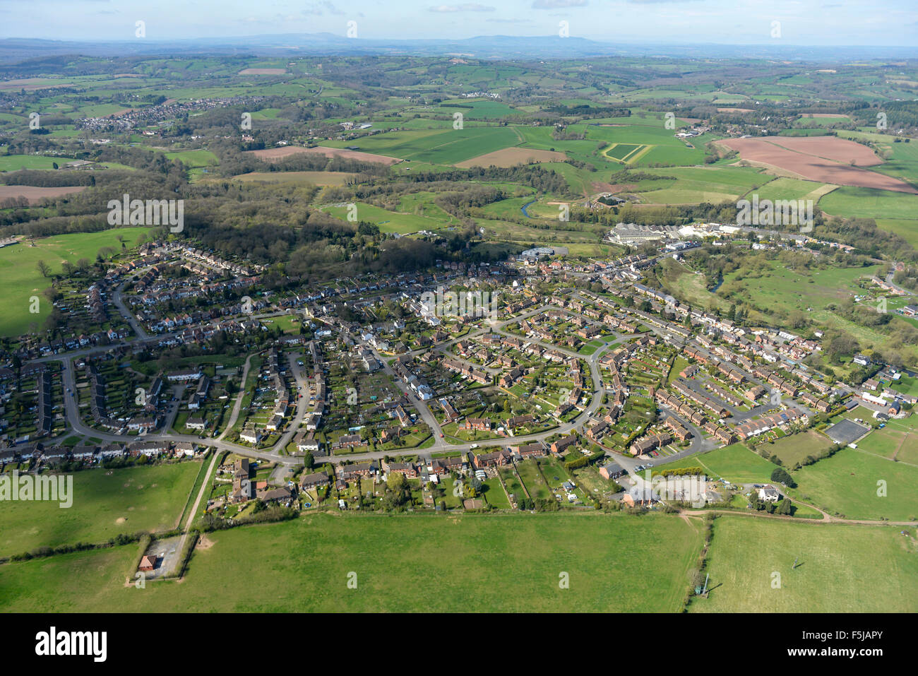 Una veduta aerea di Cookley,un villaggio nel Wyre Forest distretto del Worcestershire, Regno Unito. Foto Stock