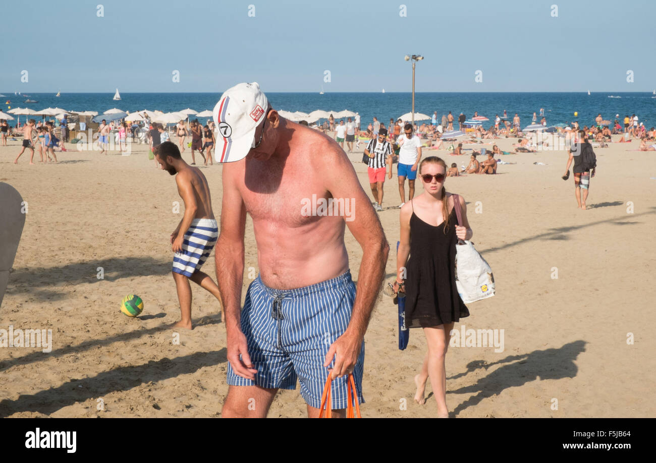 Barceloneta Beach,spiaggia urbana di barcellona,cataluña,Spagna. Foto Stock