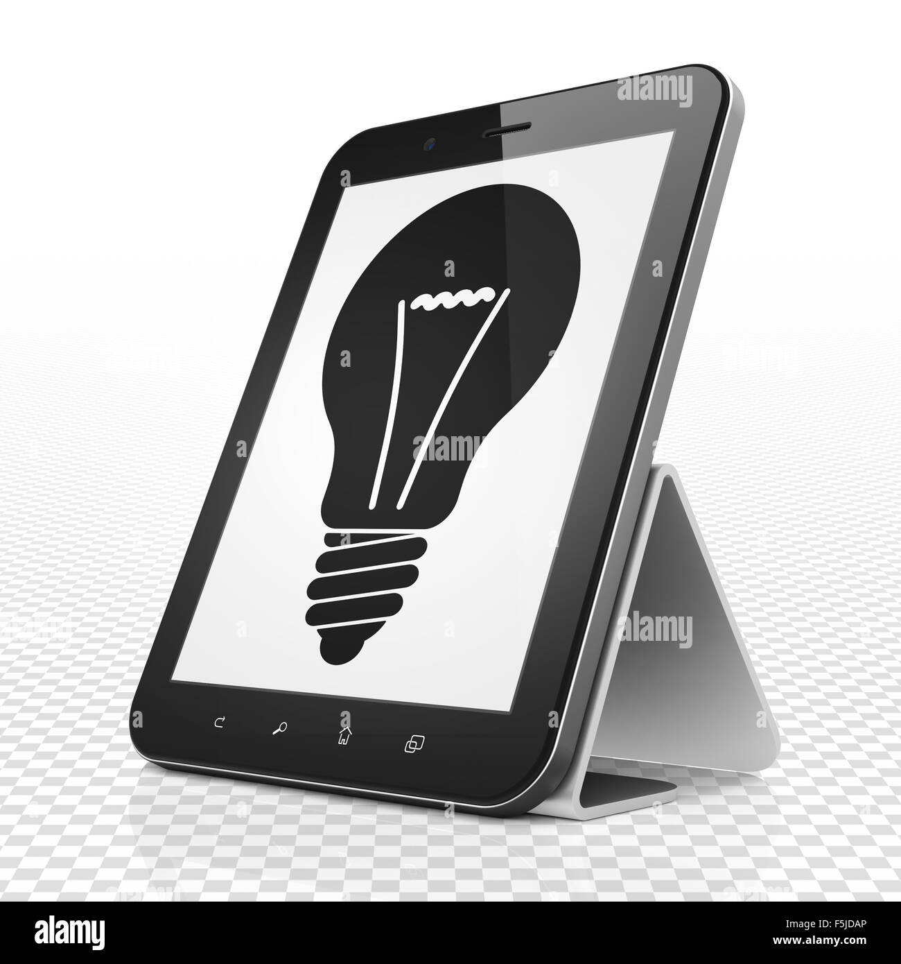 Il concetto di Business: Computer tablet con lampadina della luce sul display Foto Stock