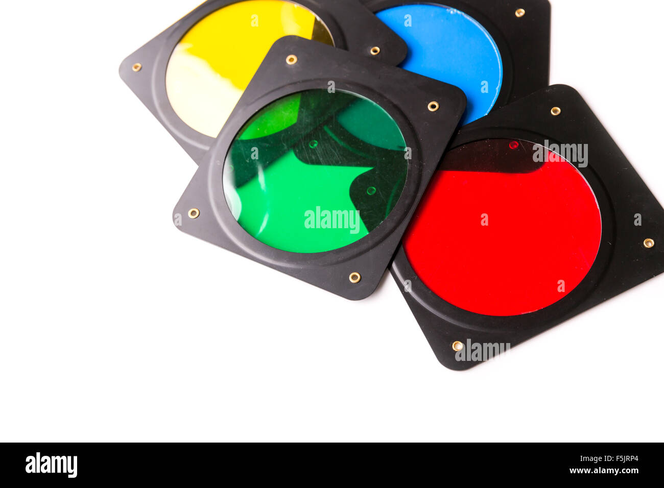 Fotografica filtri multicolore isolato su bianco Foto Stock