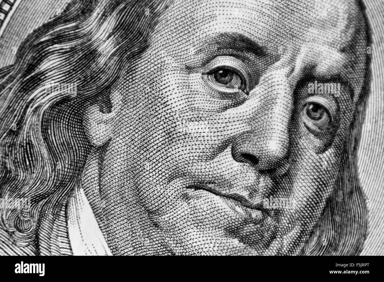 Close-up di un centinaio di bill Franklin ritratto Foto Stock