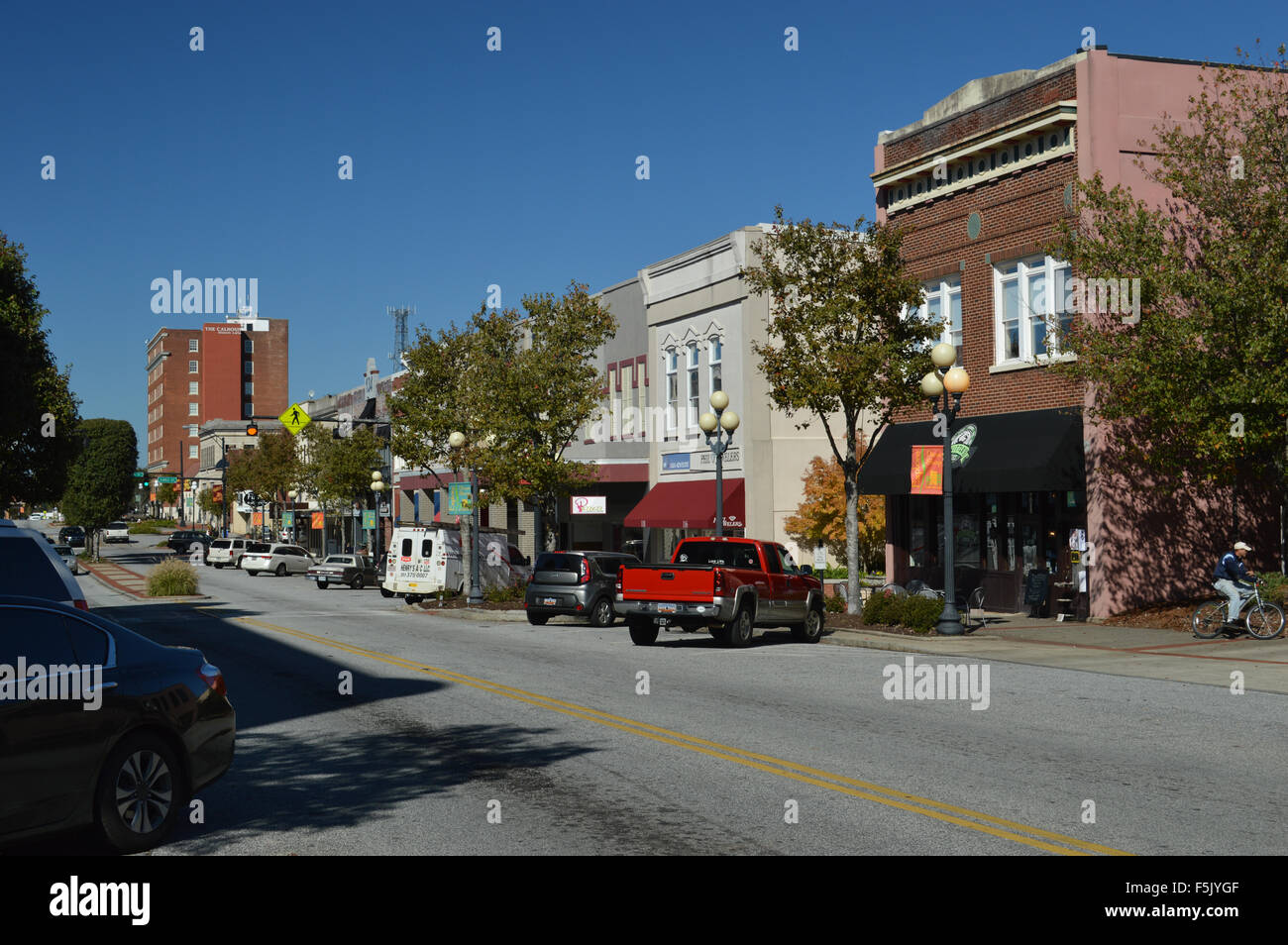 Strada principale di Anderson, South Carolina, Stati Uniti d'America. Foto Stock