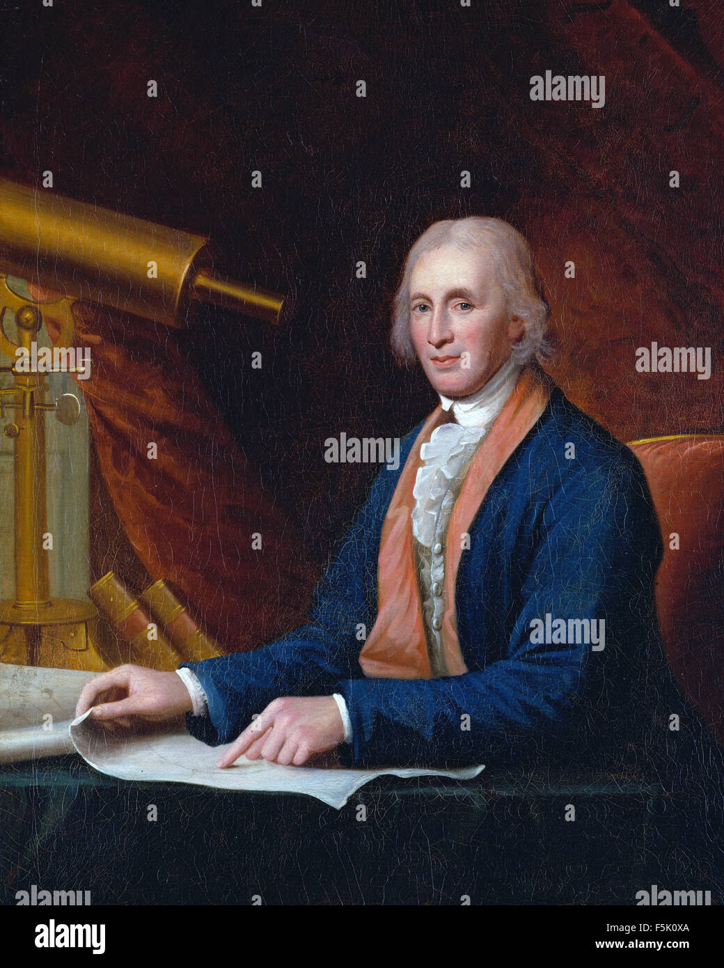 DAVID RITTENHOUSE (1732-1796) astronomo americano e inventore dipinta da Charles Peale nel 1796 Foto Stock