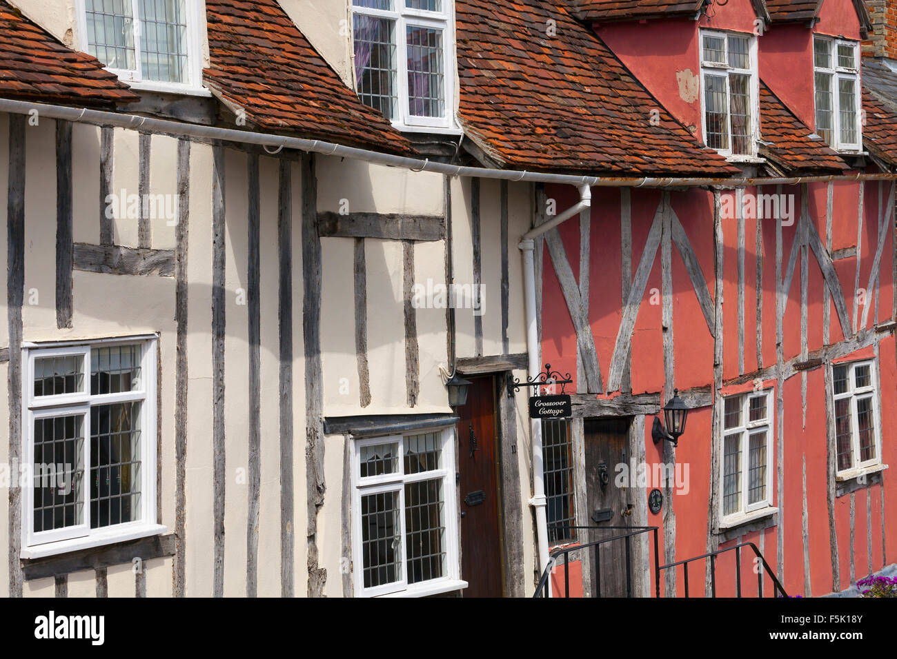 A struttura mista in legno e muratura edifici, Lavenham, Suffolk Foto Stock