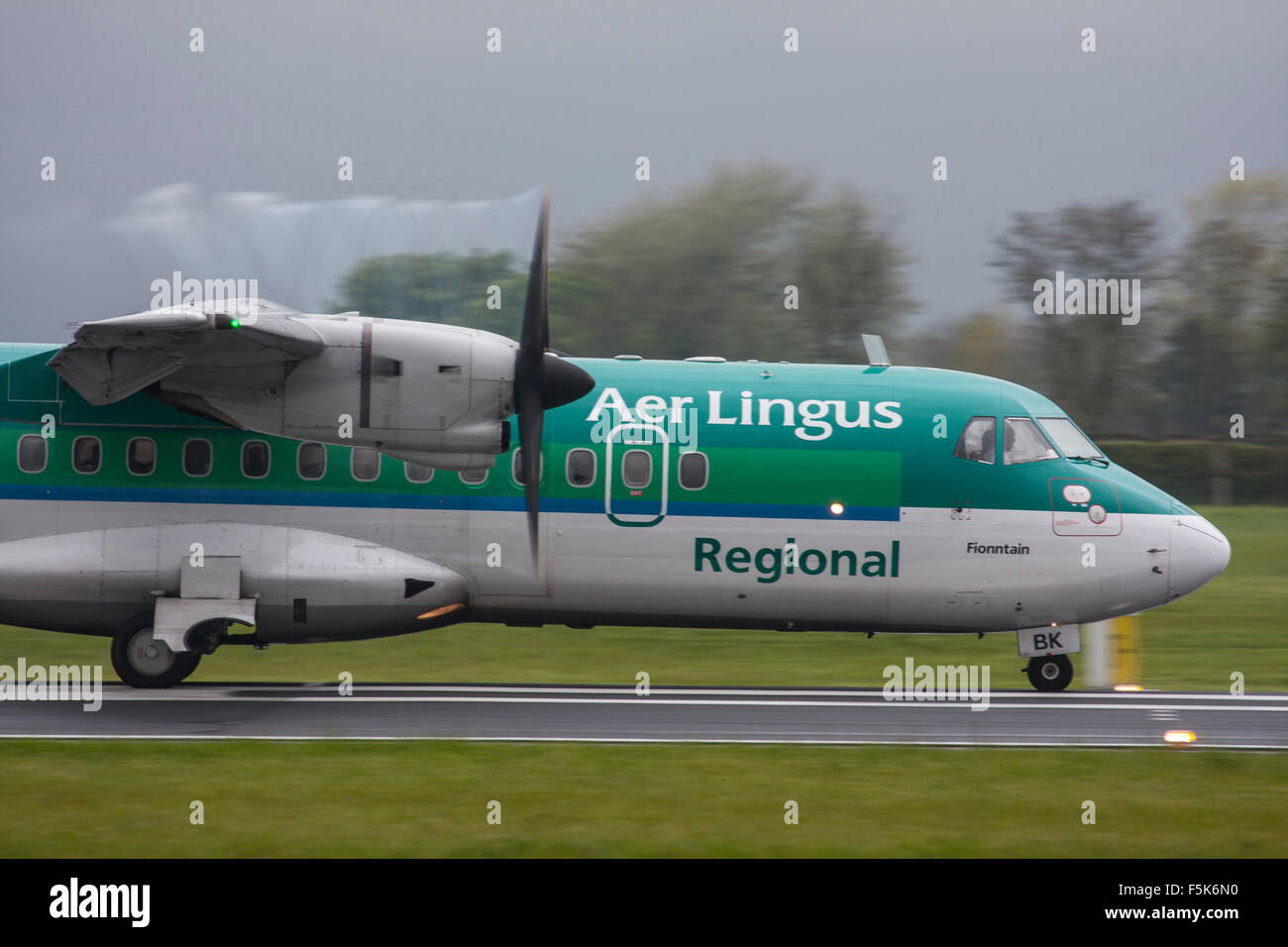Aer Lingus regionale, ATR 42, aeroporto di Dublino, città capitale, Irlanda Foto Stock