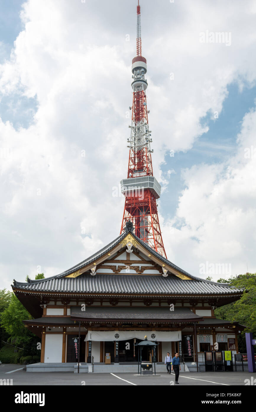 Tempio Zojo Ji il santuario e la Torre di Tokyo Foto Stock