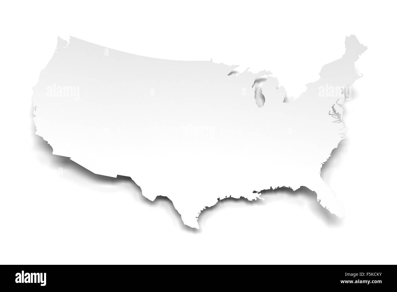 Mappa su carta di STATI UNITI D'AMERICA Foto Stock