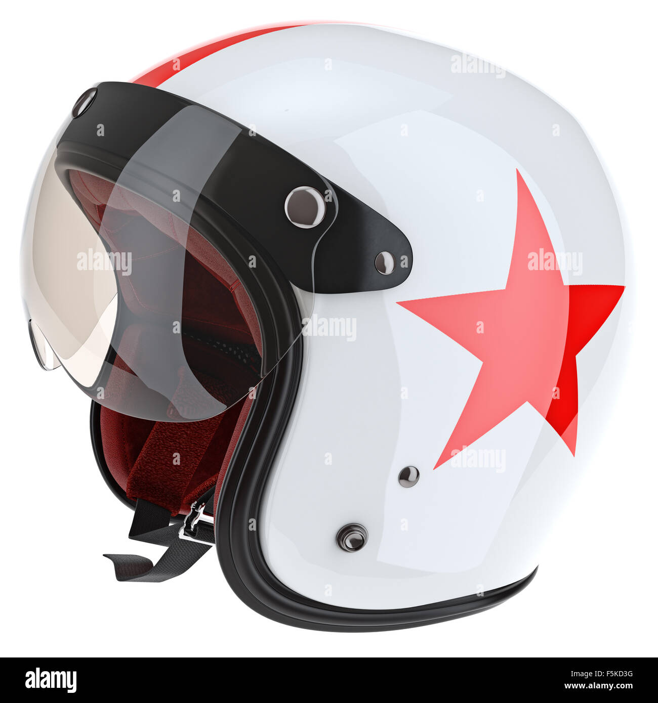 Bianco moto sport casco con la stella rossa Foto stock - Alamy
