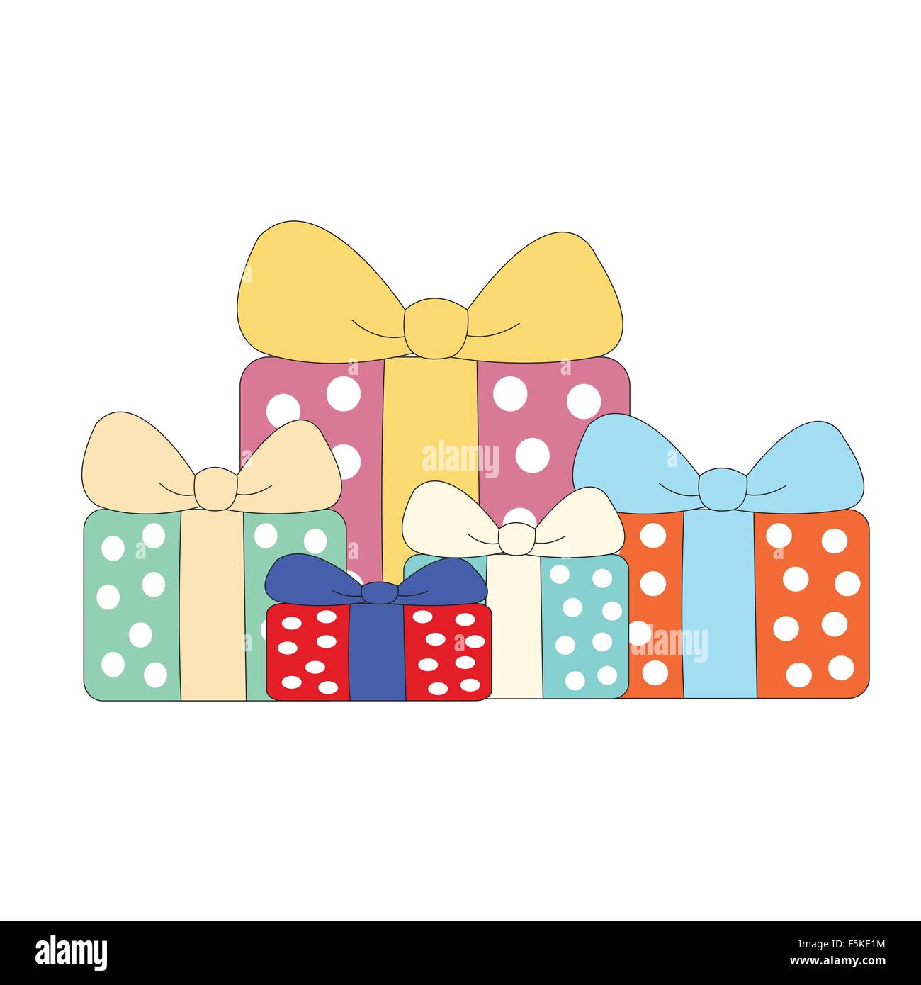 Colorata confezione regalo il set di simboli isolati su bianco. Illustrazione Vettoriale Illustrazione Vettoriale