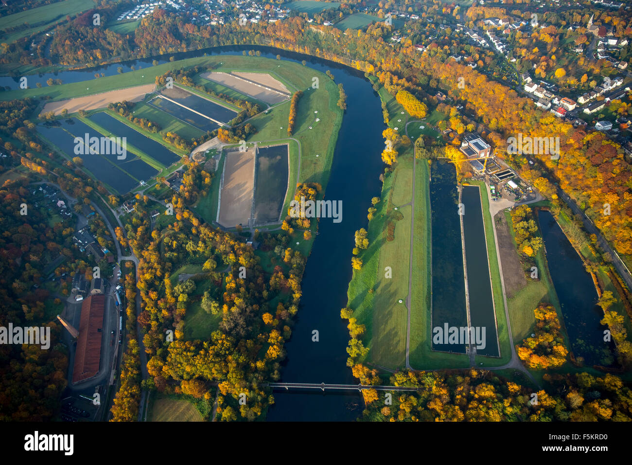 Stazione di pompaggio di acqua impianto di estrazione Ruhrvalley Witten fiume Ruhr Foto Stock