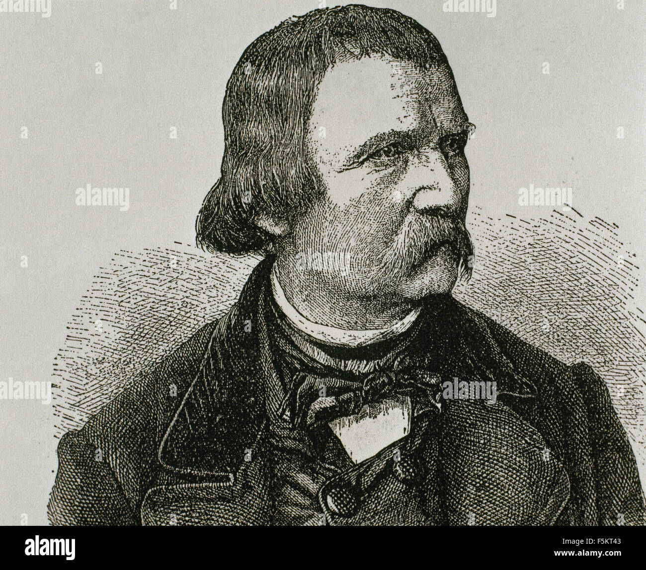 Wilhelm von Kaulbach (1805-1874). Pittore tedesco. Ritratto. Incisione¡, xix secolo. Foto Stock