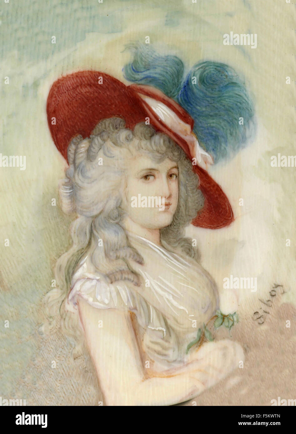 Cappelli e abiti della moda francese del 1700 Foto Stock