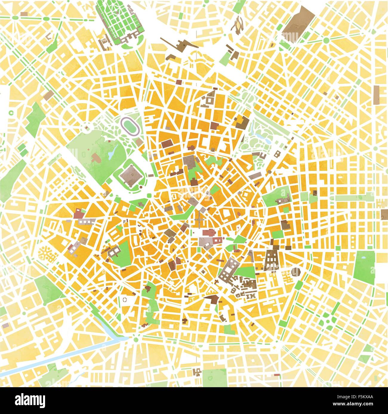 Acquerello colorata mappa di Milano, Italia Foto Stock