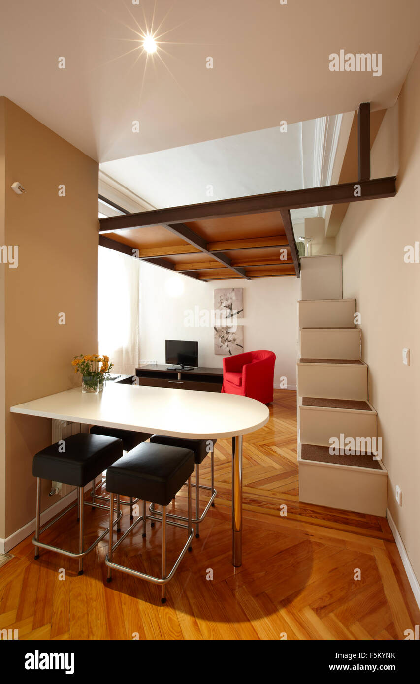 Vista generale di interni attico loft Appartamento Foto Stock