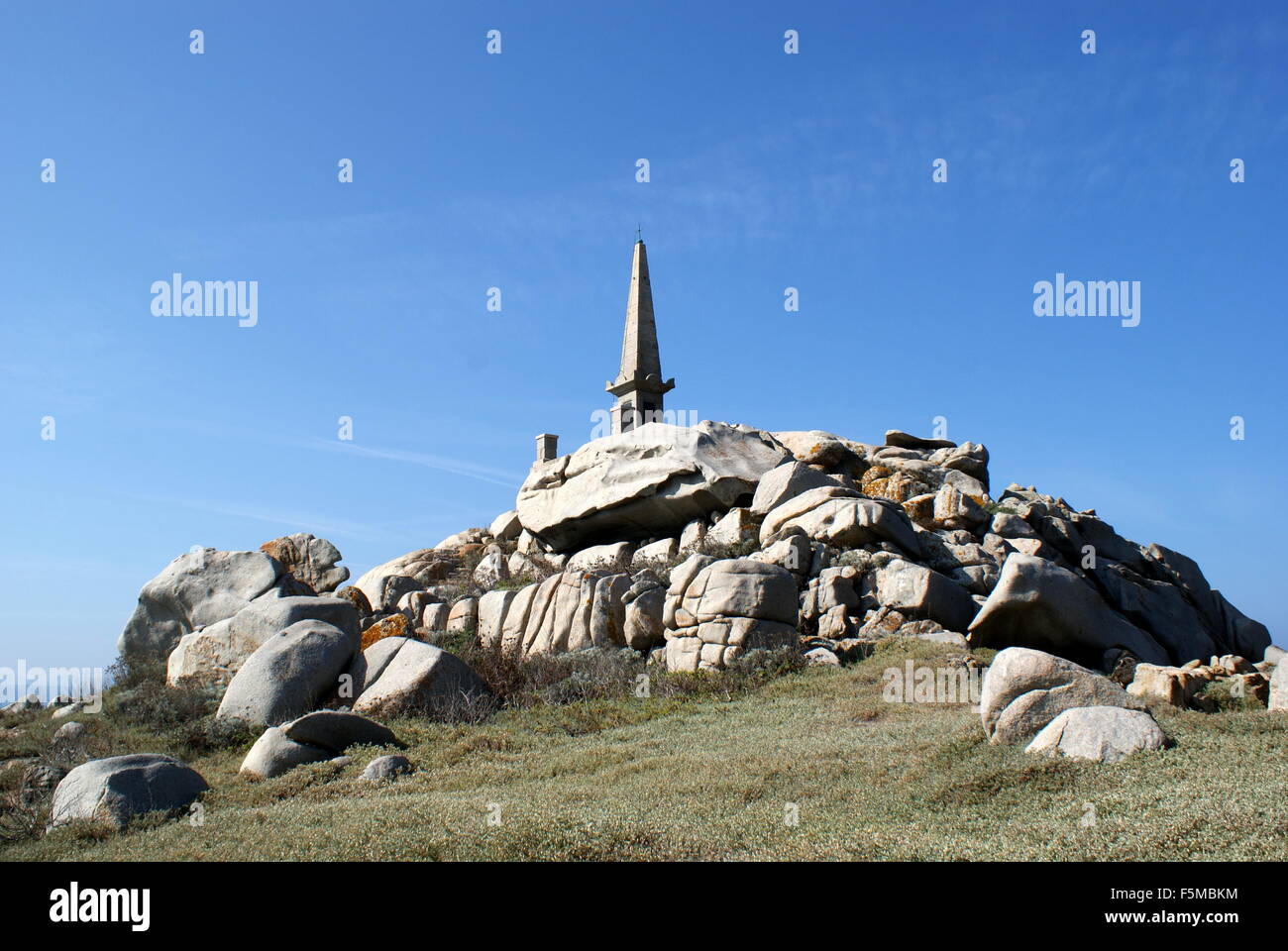 Memoriale al naufragio della fregata La Semillante, isola di Lavezzi, Corsica, Francia Foto Stock