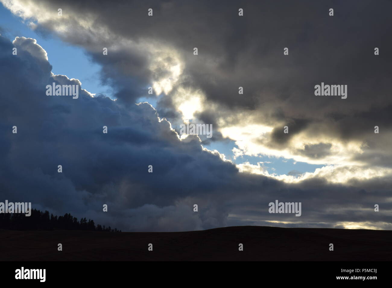 Nuvole temporalesche sull orizzonte vicino a Spokane.. Foto Stock