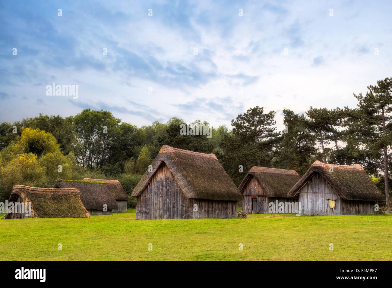 Villaggio anglosassone, West Stow, Suffolk, Inghilterra, Regno Unito Foto Stock