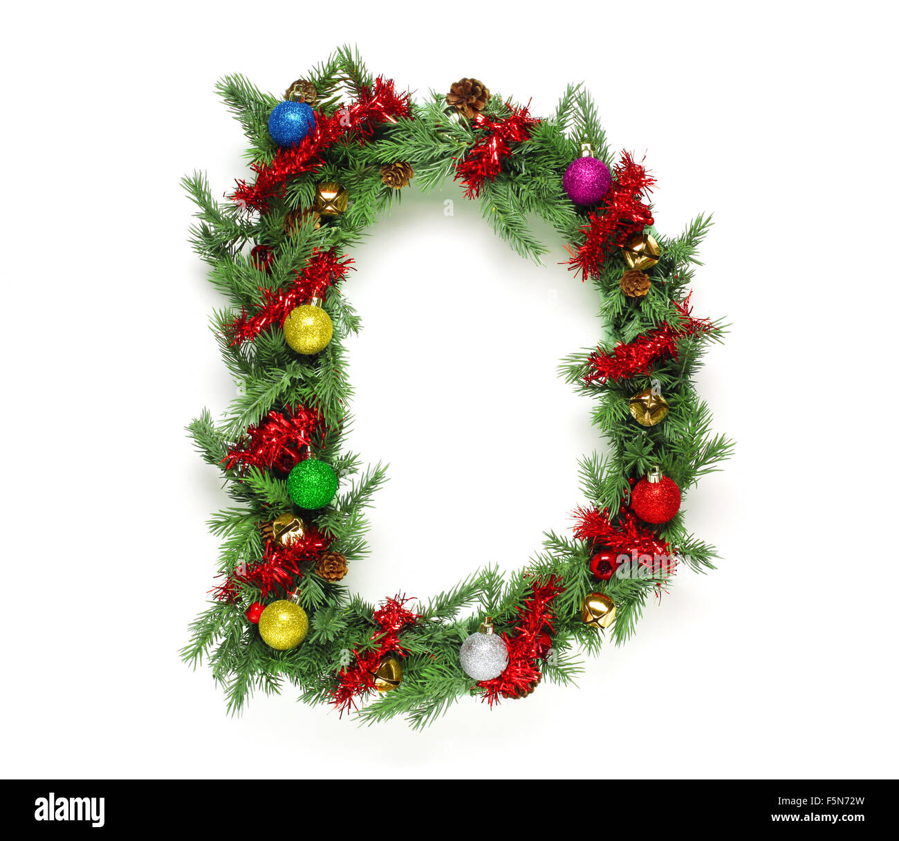 Raccolta di albero di Natale decorato lettere e numeri Foto Stock