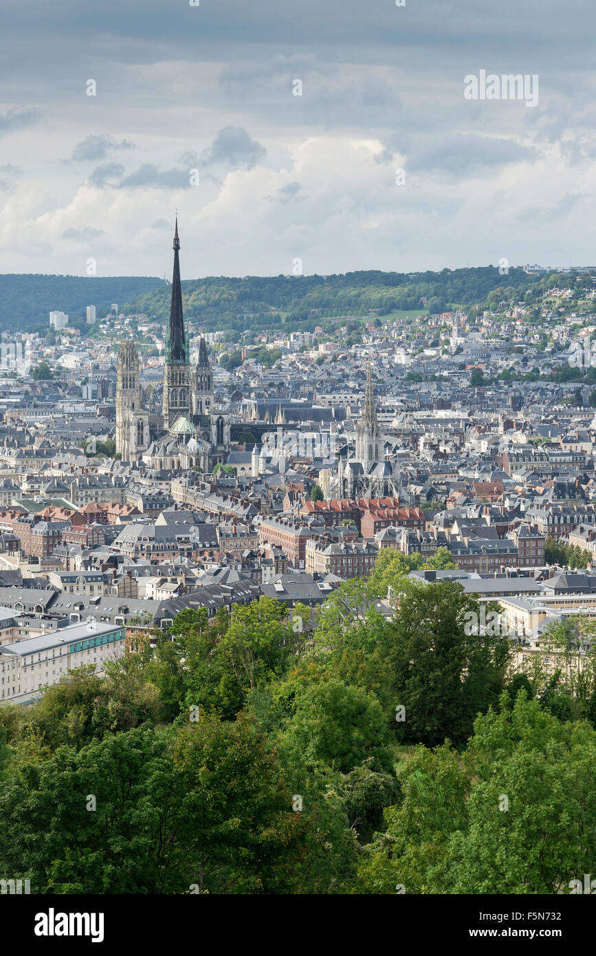 Vista della città di Rouen Centre in Francia Foto Stock