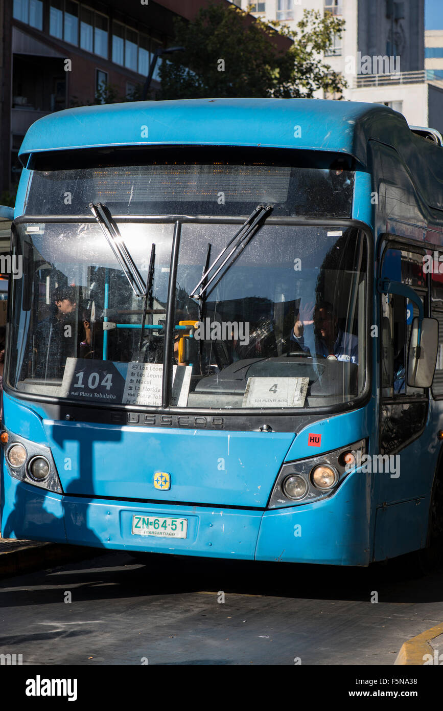 Autobus blu, Santiago del Cile Foto Stock
