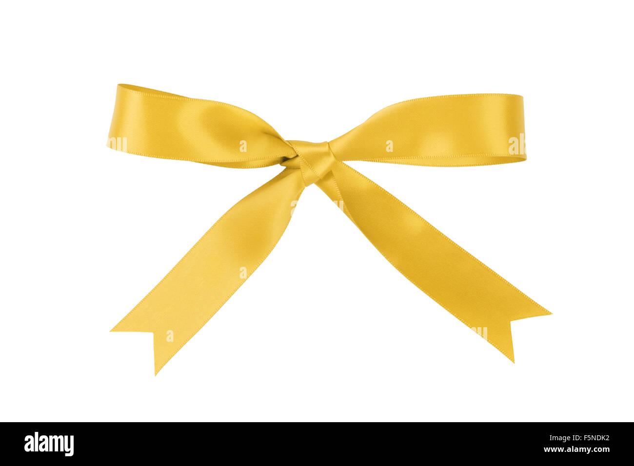 Fatte a mano nastro giallo bow dal di sopra Foto Stock