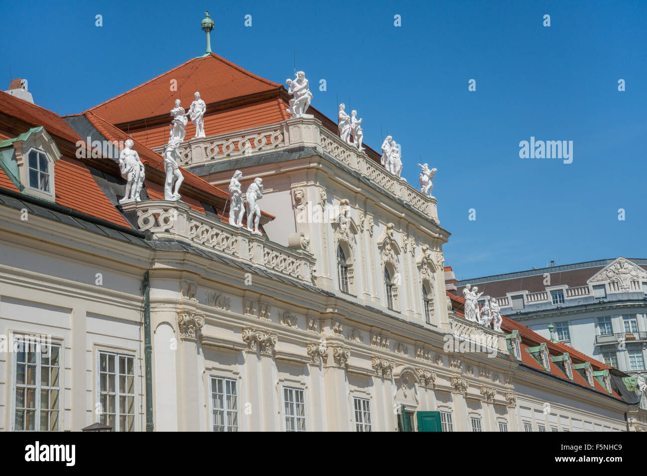 WIEN - 1 agosto: Vista del Castello del Belvedere dal 1712 è un capolavoro del barocco austriaco e una delle più belle d'Europa pri Foto Stock