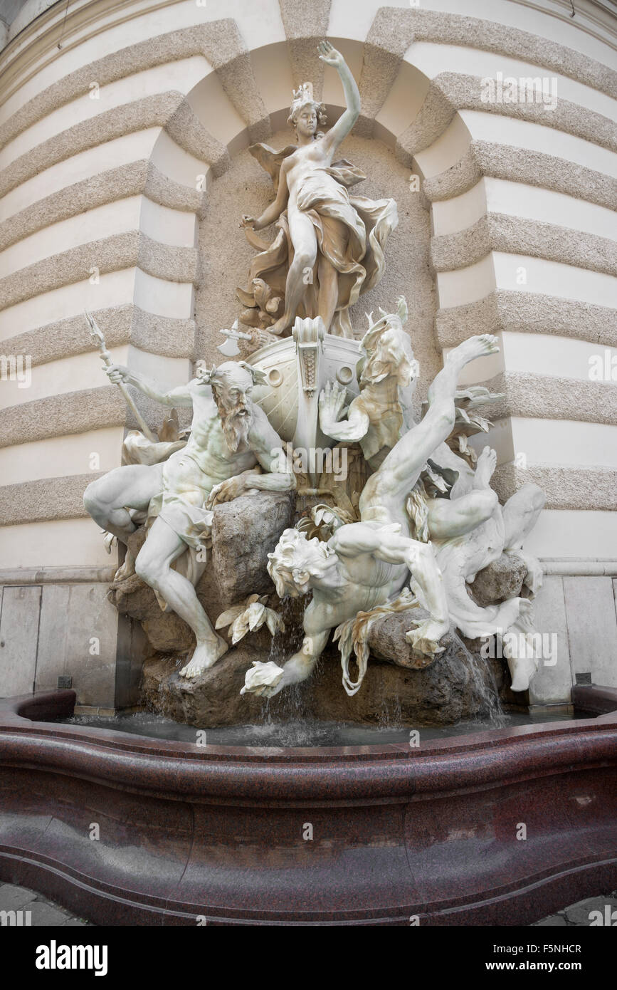 Potere sul mare fontana della Hofburg di Vienna, Austria Foto Stock