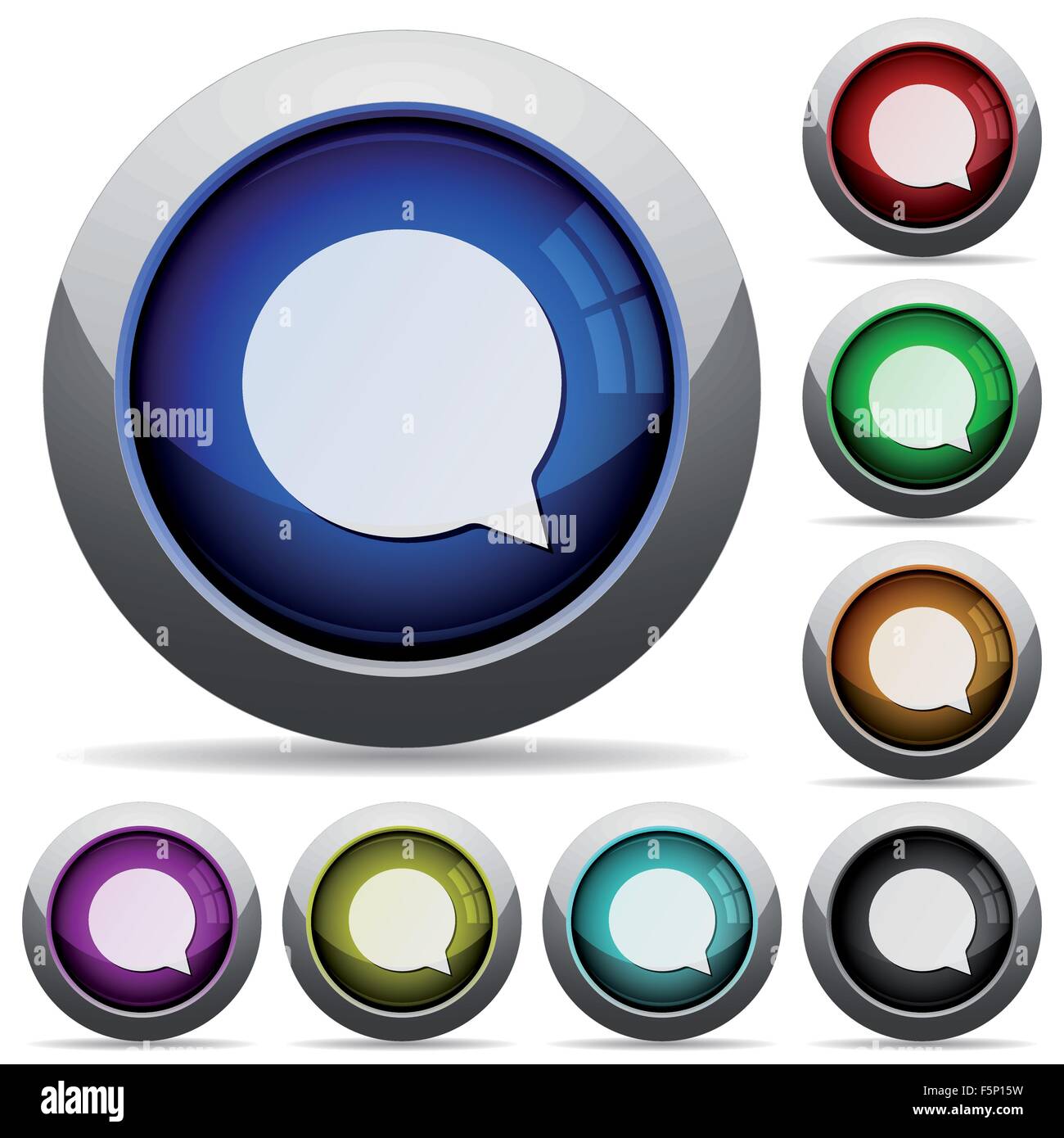 Set di round lucido pulsanti chat. Disposti strato di struttura. Illustrazione Vettoriale