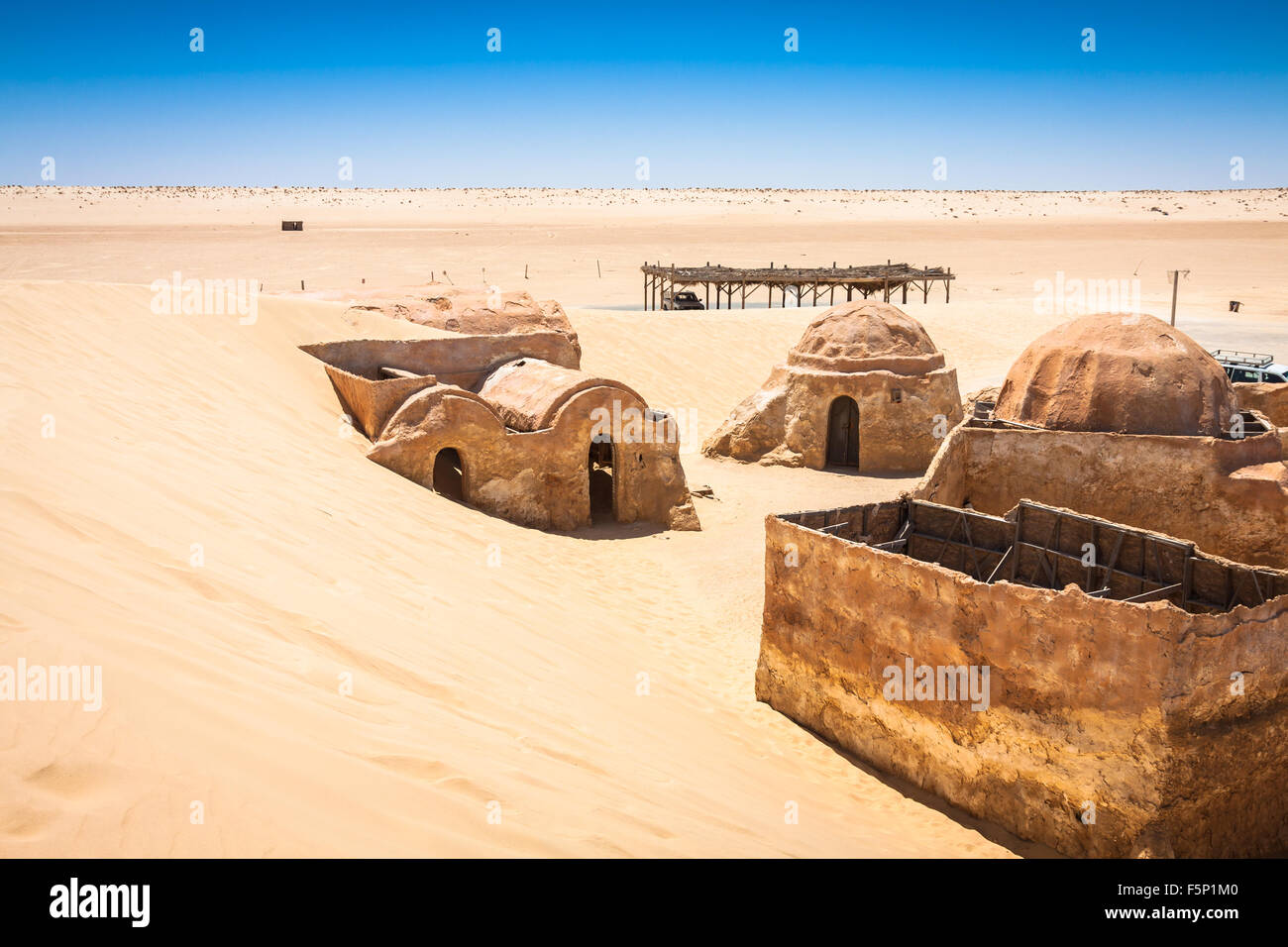 Le case dal pianeta Tatouine - Star Wars set cinematografico,Nefta Tunisia. Foto Stock