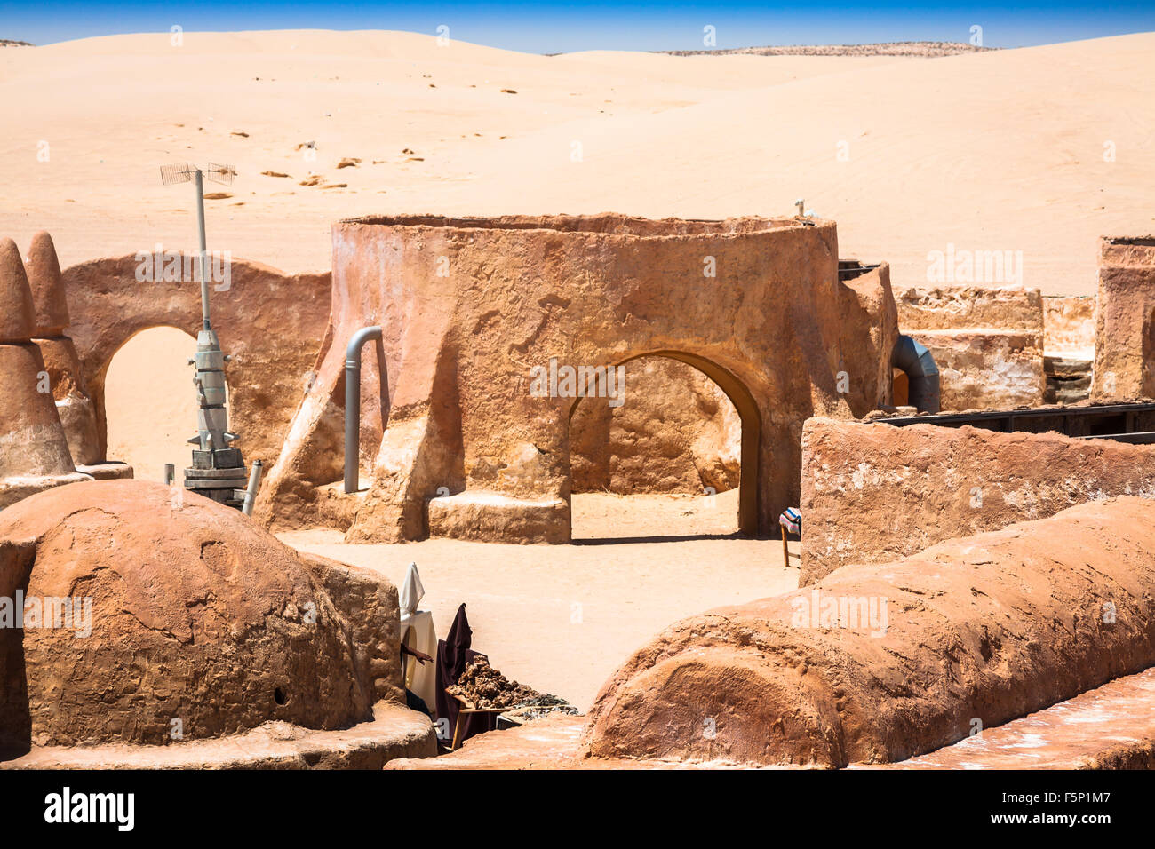 Le case dal pianeta Tatouine - Star Wars set cinematografico,Nefta Tunisia. Foto Stock