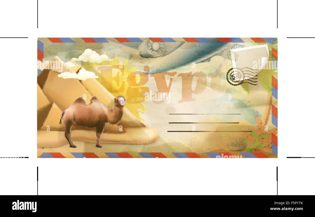 Sfondo, viaggio Egitto cartolina del vettore Illustrazione Vettoriale