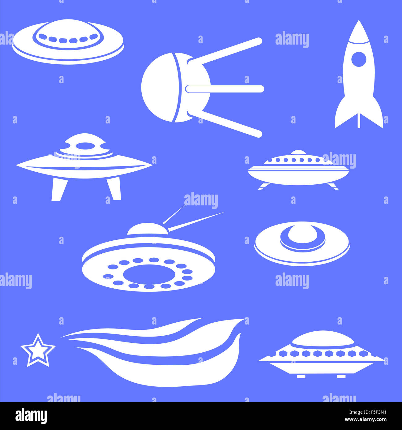 Serie di astronavi sagome Foto Stock