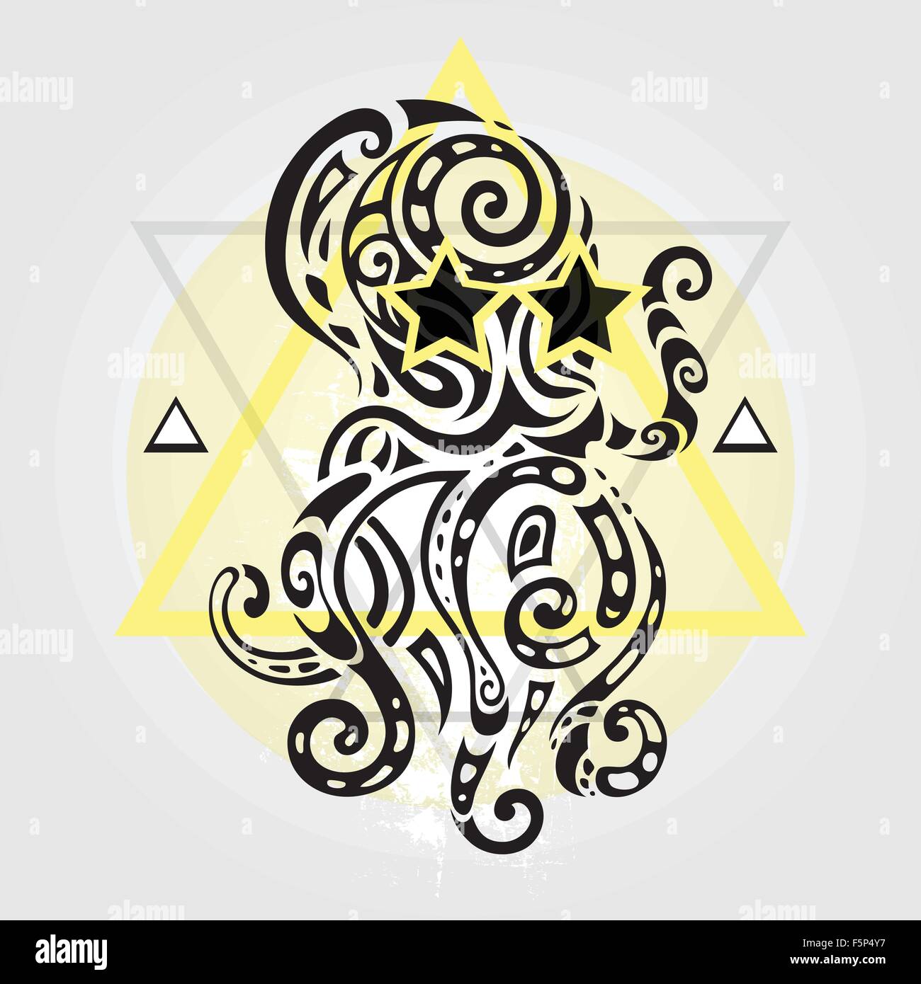 Il polpo. Disegno tribale Illustrazione Vettoriale