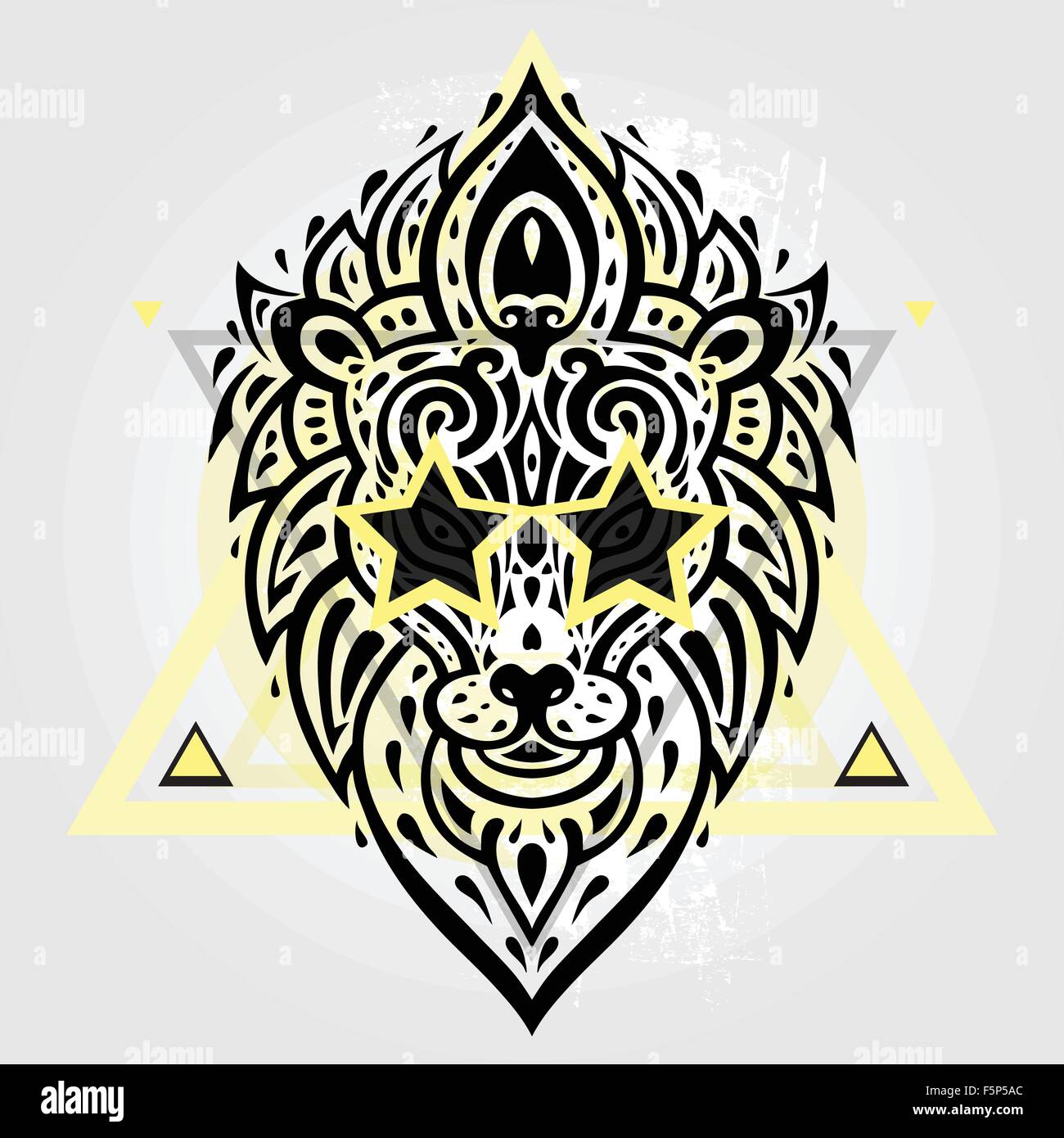 Lions Head. Disegno tribale. Illustrazione Vettoriale